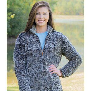Simply Southern Women’s Jacket Faux Fur Sherpa Quarter Zip Pullover Gray Size S